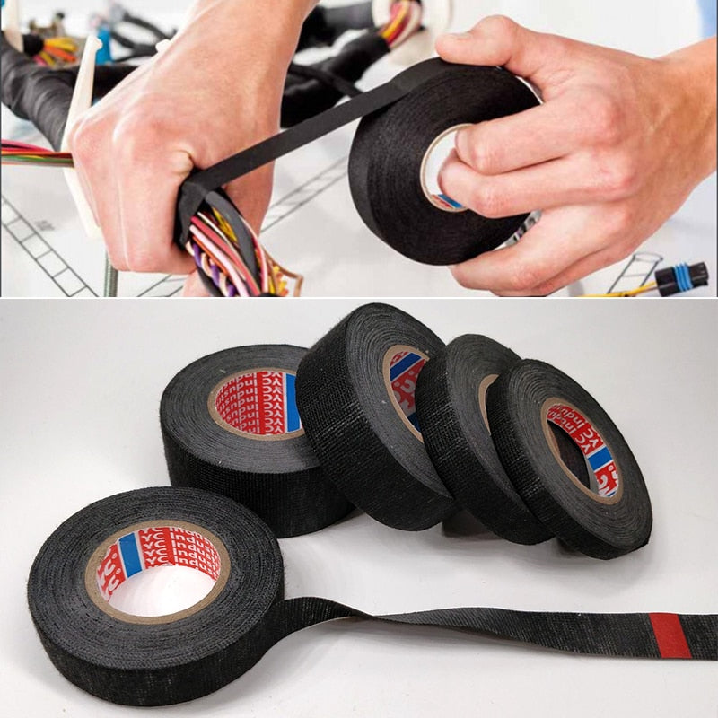 15meters New Tesa Type Coroplast Adhesive Cloth Tape For Cable Harness Wiring Loom Width 9/15/19/25/32MM Length 15M