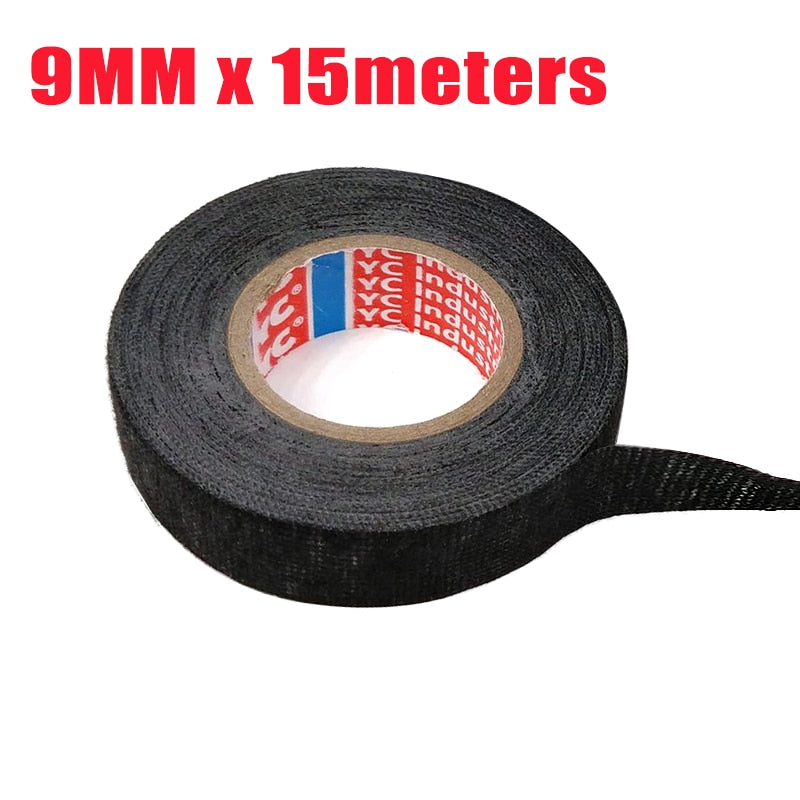 15meters New Tesa Type Coroplast Adhesive Cloth Tape For Cable Harness Wiring Loom Width 9/15/19/25/32MM Length 15M