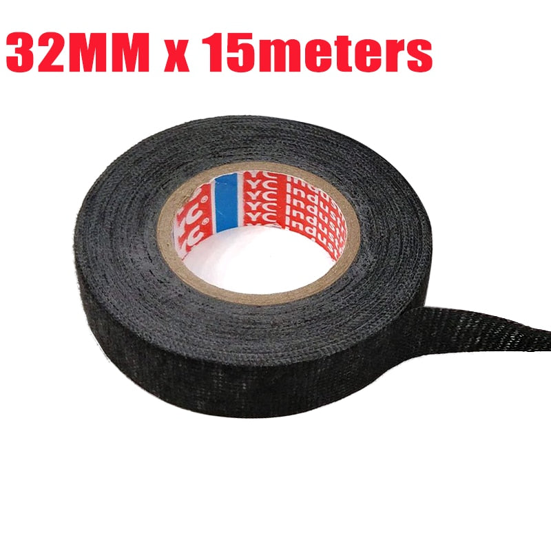 15meters New Tesa Type Coroplast Adhesive Cloth Tape For Cable Harness Wiring Loom Width 9/15/19/25/32MM Length 15M