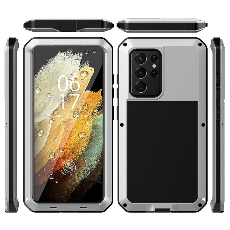 Armor Heavy Duty Protection Case for Samsung Galaxy S22 S21 S20 S10 S9 S8 S7 edge Note 8 9 10 Plus 20 Ultra 360 Metal Tank Cover