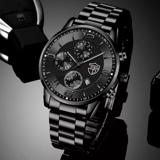 Luxury Mens Sports Casual Watches For Men Fashion Stainless Steel Calendar Quartz WristWatch Man Date Leather Luminous Clock