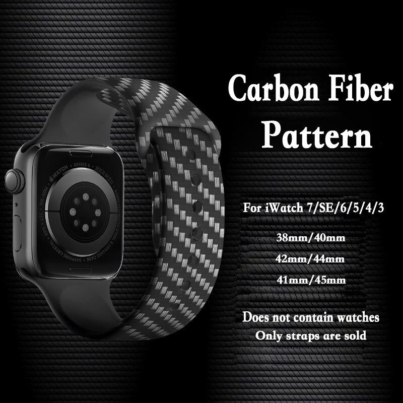 Case+Strap For Apple Watch band 45mm 44mm 41mm 40mm 42mm Carbon Fiber silicone watchband bracelet iwatch series 7 8 4 3 5 6 SE